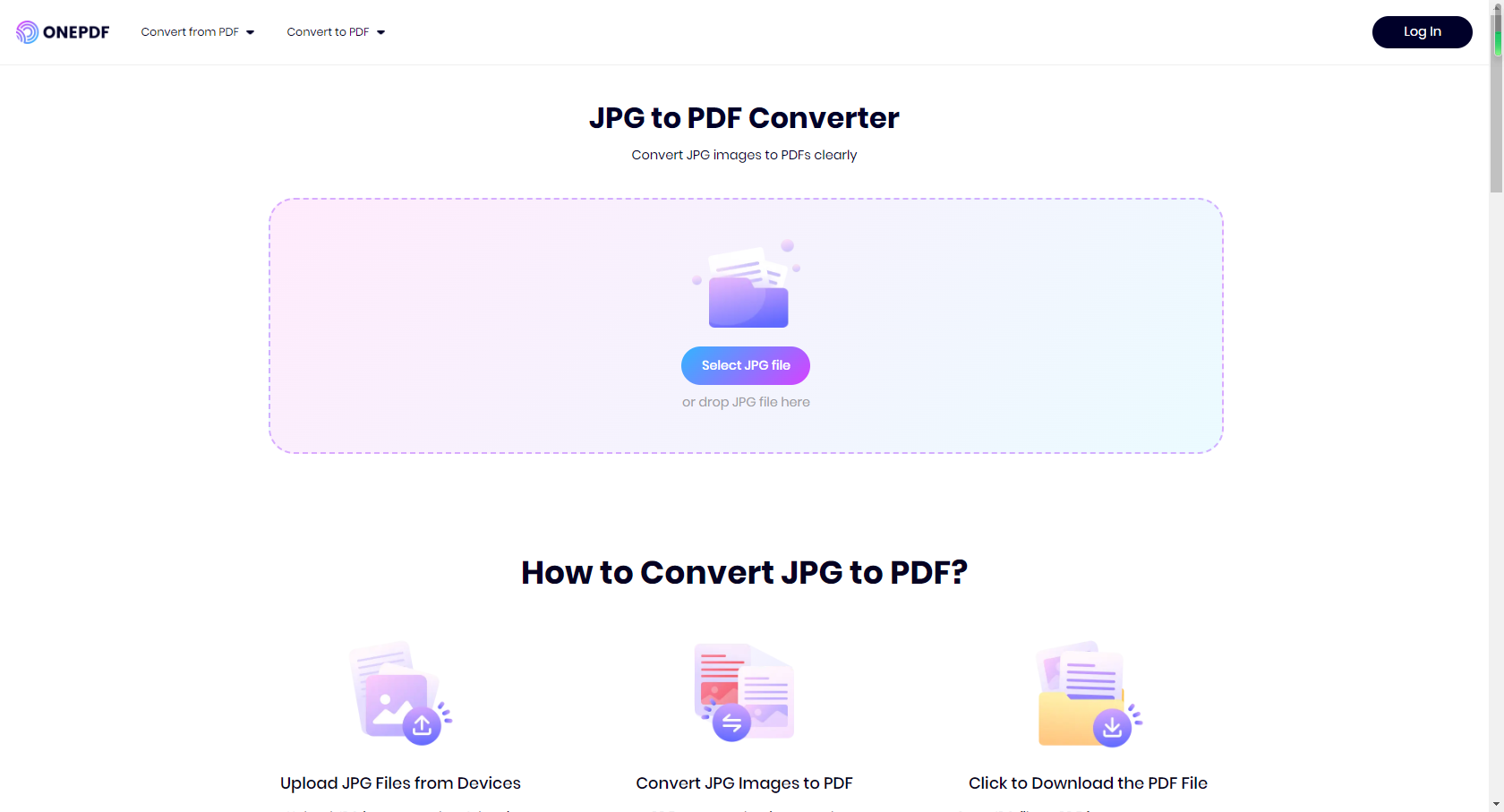 convert JPG to PDF with ONEPDF