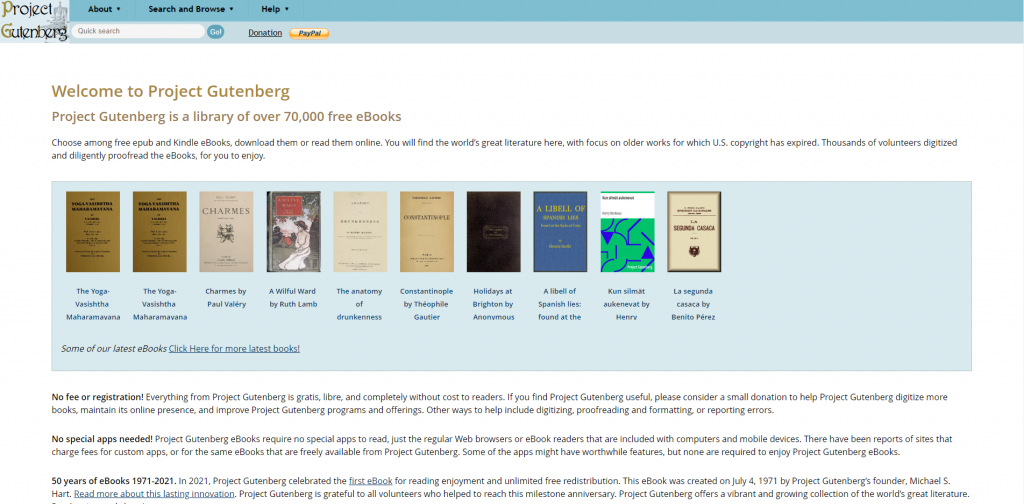 Project Gutenberg Homepage