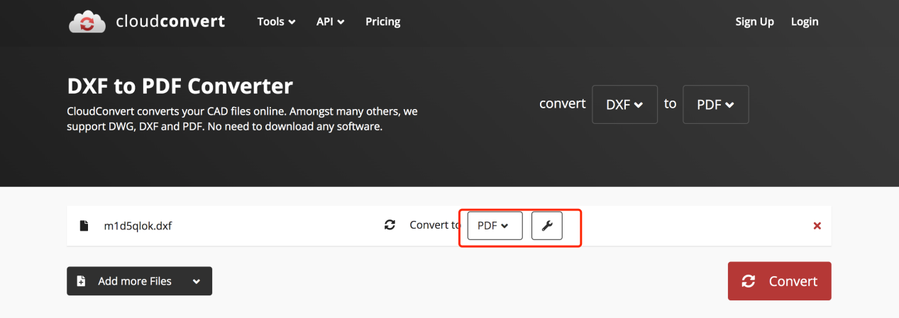 CloudConvert DXF to PDF Converter.