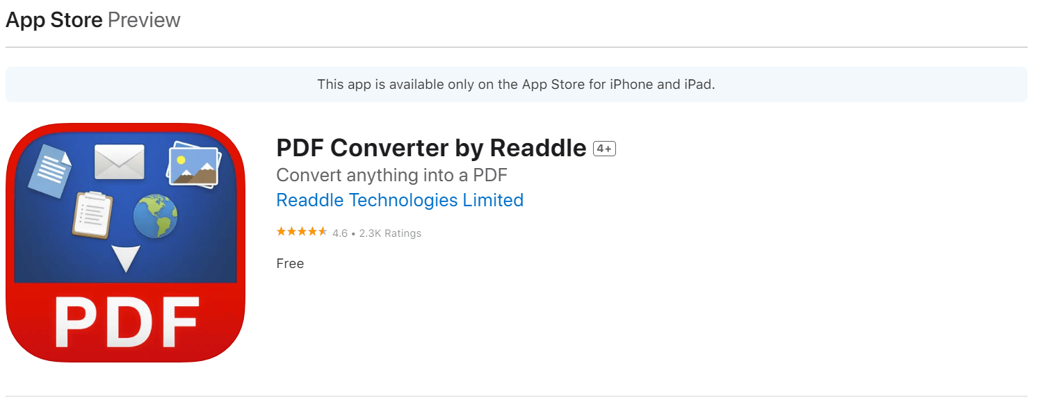 PDF Converter by Readdle for iOS.